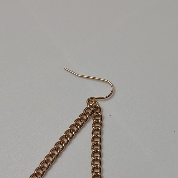 Very Pretty Gold Tone Metal And Clear Plastic Earrings - Picture 3 of 16